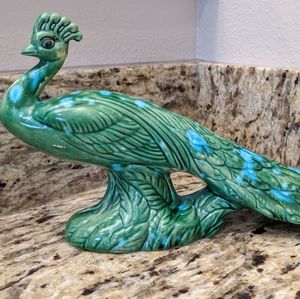 Vintage Ceramic Peacock Statue